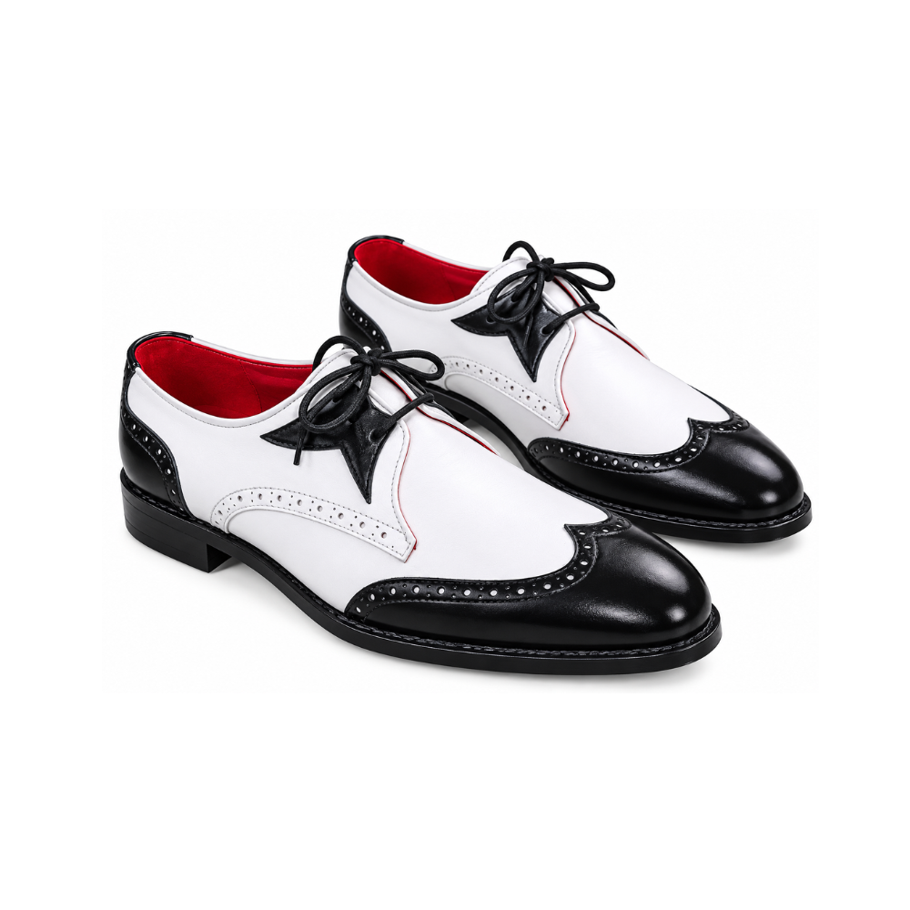 Men’s Classic Black & White Wingtip Dress Shoes