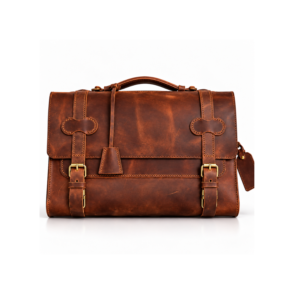 Premium Vintage Brown Leather Executive Briefcase – Heritage Luxury Collection
