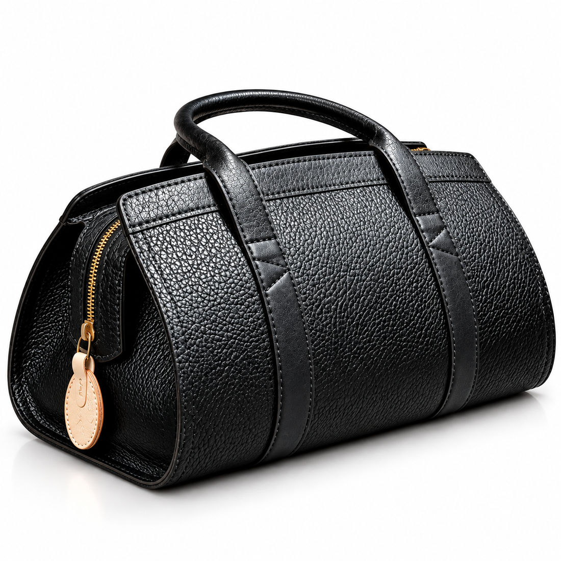 Premium Black Pebbled Leather Handbag – Luxury Signature Collection