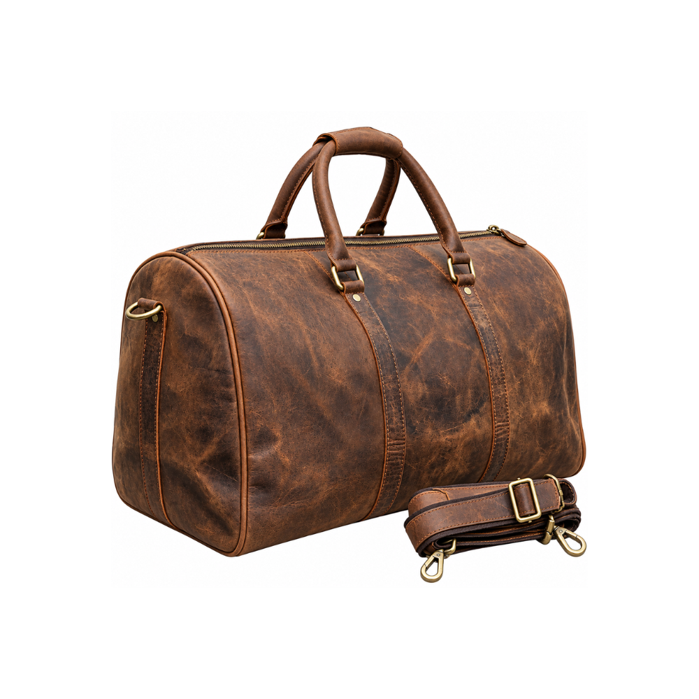 Premium Vintage Brown Leather Travel Duffle Bag – Luxury Heritage Collection