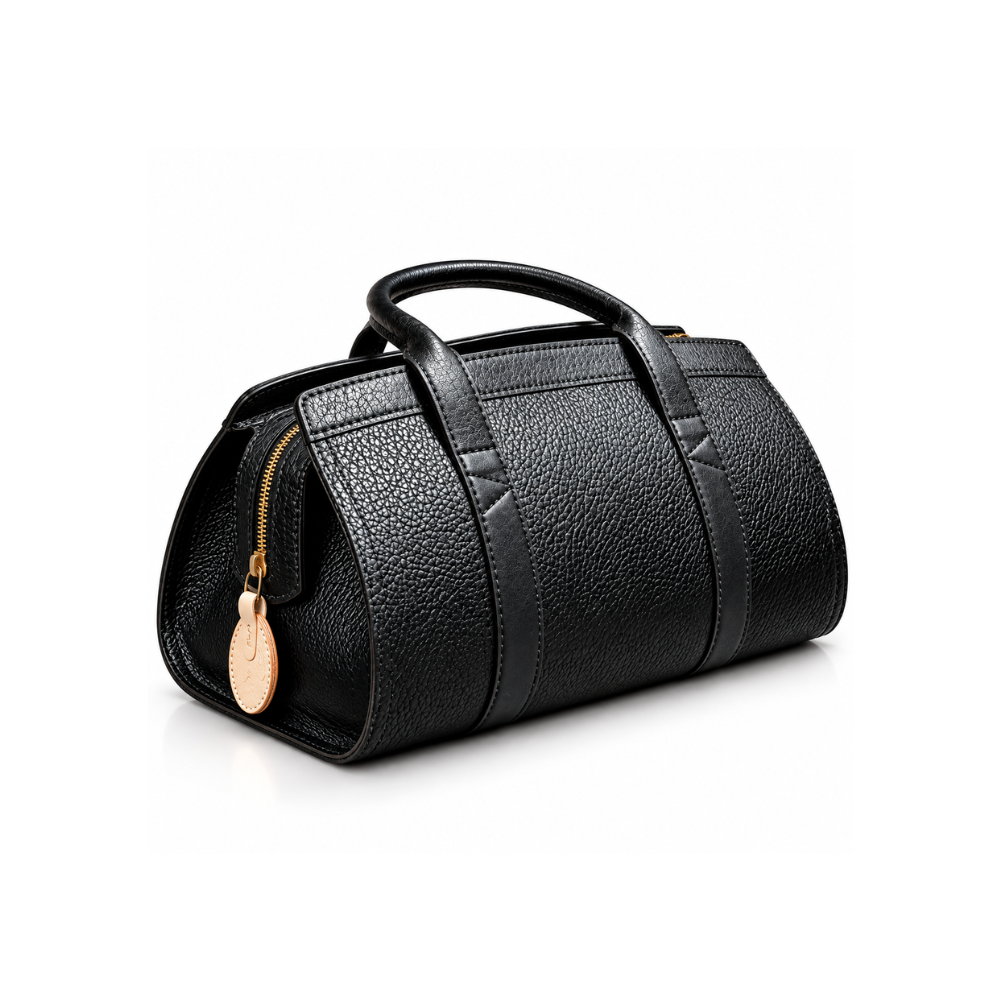 Premium Black Pebbled Leather Handbag – Luxury Signature Collection