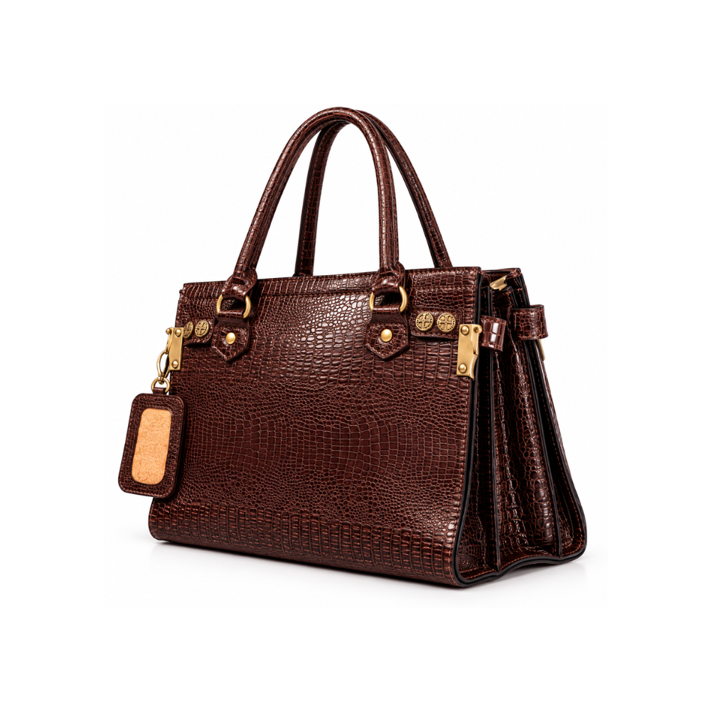 Premium Crocodile-Embossed Leather Handbag – Luxury Signature Collection