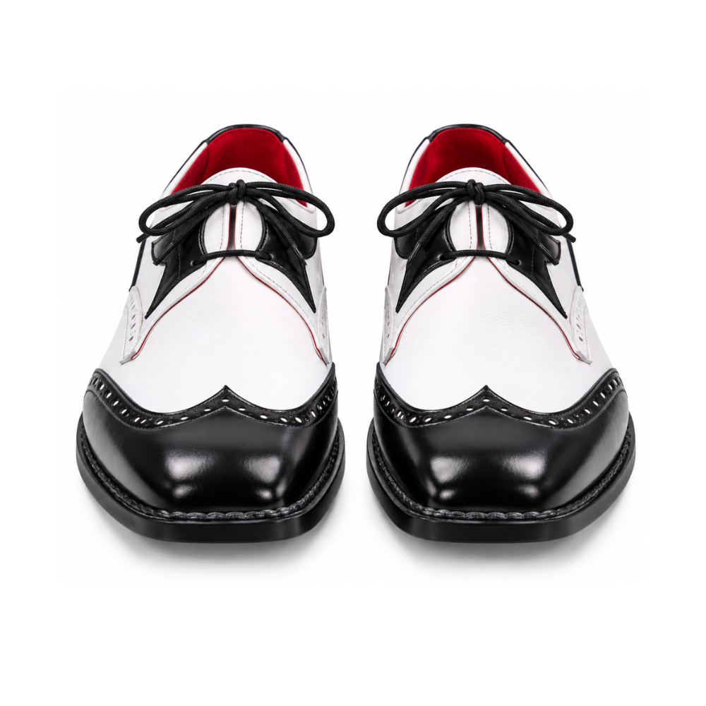 Men’s Classic Black &amp; White Wingtip Dress Shoes